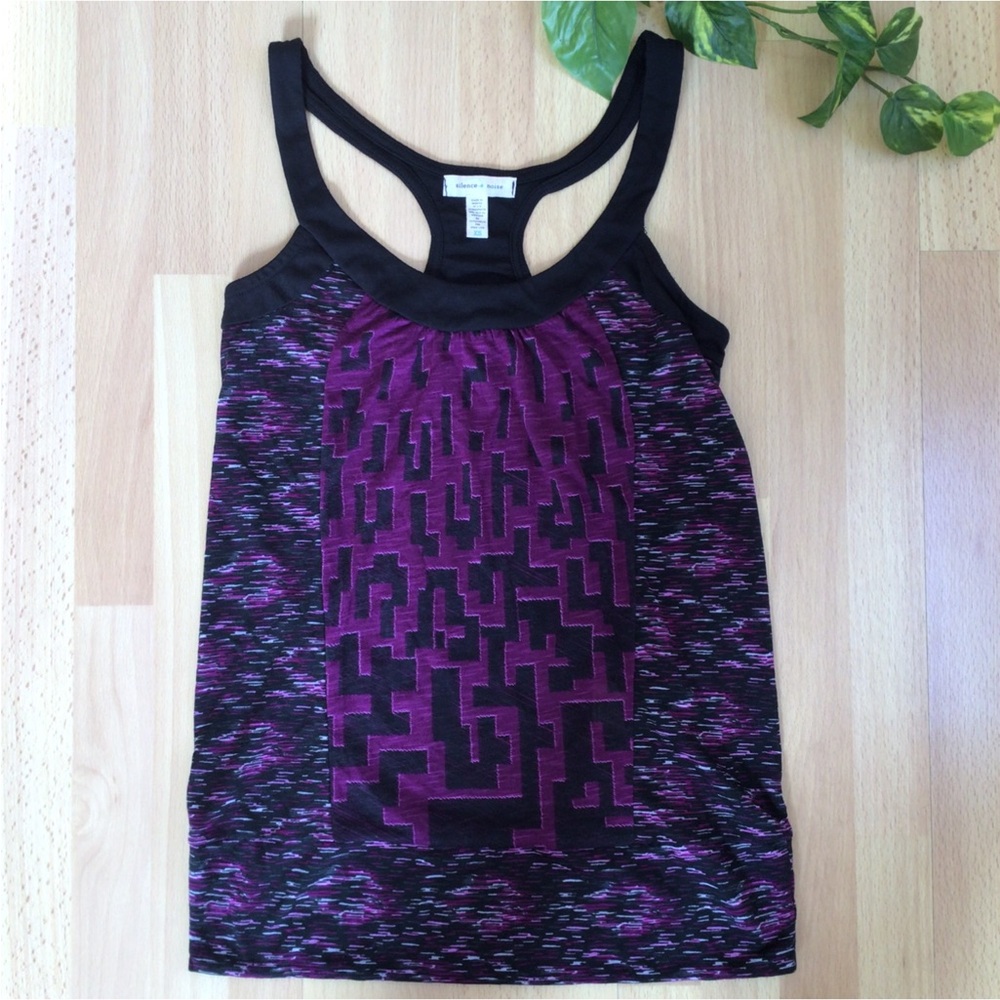 Urban Outfitters RARE Silence + Noise Black Purple Geo Tank Top